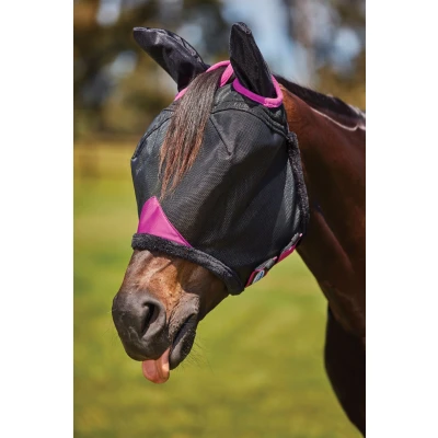 Abbildung von Weatherbeeta Fliegenmaske Comfitec Deluxe Durable Mesh mit Ohren Schwarz/Lila Mini