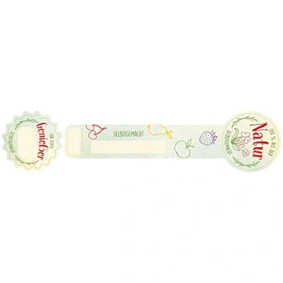 Abbildung von AVERY Zweckform 56882 Frischesiegel (Motiv 100 % aus der Natur, Siegeletiketten, Einmachetiketten, Haushaltsetiketten, Plakettenetikett) 30 Sticker auf Rolle