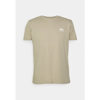 Abbildung von Alpha Industries Small LOGO Tshirt print, Herren, Größe: Small, Vintage sand