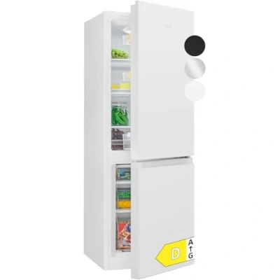 Abbildung von Bomann® Kühlschrank mit Gefrierfach 143cm hoch Kühl Gefrierkombination 175L 3 Ablagen &amp; Schubladen Türanschlag wechselbar leise Kühlgefrierkombi 39db KG 322.1 weiß
