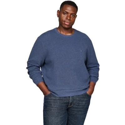 Abbildung von Tommy Hilfiger Essential Structure CREW NECK Strickpullover, Herren, Größe: XXL, Aegean sea heather