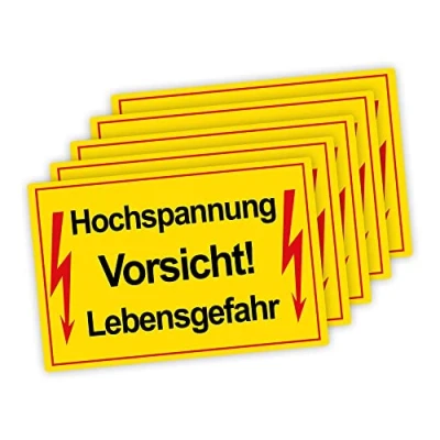 Abbildung von 5 Stück XXL Vorsicht ! Hochspannung Lebensgefahr Schild 30 x 40 cm aus stabiler PVC Hartschaumplatte 5mm mit UV Schutz von STROBO
