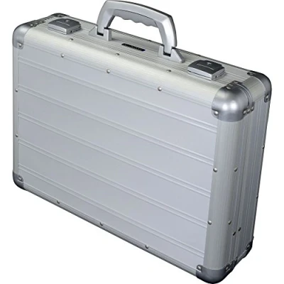 Abbildung von ALUMAXX 45160 Attaché Laptopkoffer Venture, Aktenkoffer aus Aluminium, Dokumentenkoffer Alu, Business Koffer, Alukoffer ca. 46 cm, Silber Matt, 45,5 x 33,5 13,5 cm