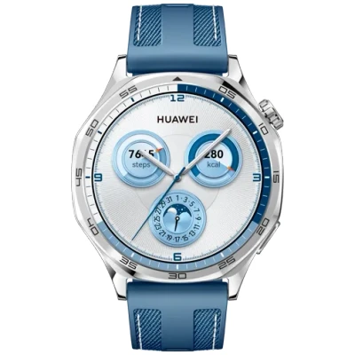 Abbildung von Huawei Watch GT 5 46mm Silber (Blaues Textilarmband)