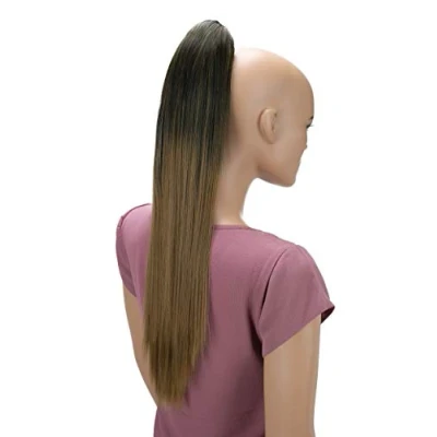 Abbildung von CAISHA 60cm Glatt Pferdeschwanz Mit Butterflyklammer Haarteil Zopf Hitzebeständig Haarverlängerung Braun Blond Mix H629