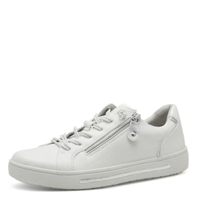 Abbildung von Jana Damen Sneaker flach mit Reißverschluss Vegan, Silber (White/Silver), 39 EU