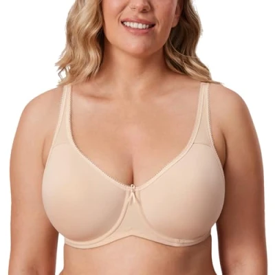 Abbildung von DELIMIRA Damen mit Bügel Nahtlose Vollschalen T Shirt BH Gepolstert Große Größen Beige 95D
