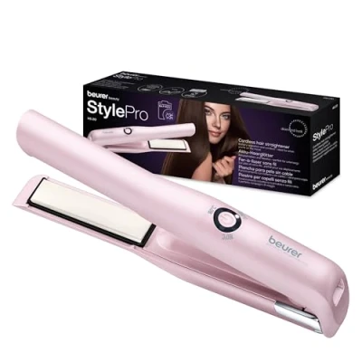 Abbildung von Beurer HS 20 Akku Haarglätter mit USB Aufladung, ideal für unterwegs, Reiseglätteisen, drei Temperaturstufen und Schnellheizung , rosa