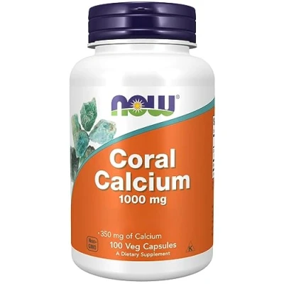 Abbildung von Now Foods, Coral Calcium, 1000mg, hochdosiert, Korallencalcium, 100 vegane Kapseln, Laborgeprüft, Glutenfrei, Sojafrei, ohne Gentechnik, Vegetarisch