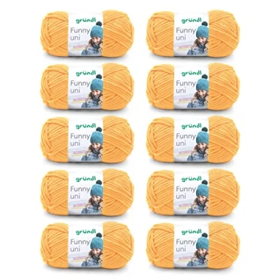 Abbildung von Gründl Funny uni Strick &amp; Häkelgarn (samtartiges Chenille Garn aus 100% Polyester, 10 x 100 g / 120 m, Nadelstärke: 5 6), Gelb