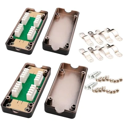 Abbildung von BIGtec CAT.7 LSA Verbinder 2 Stück Connection Box für Verlegekabel Netzwerkkabel Verbindungsmodul Verbindungsstück Kabel CAT.5 CAT.6 geschirmtes Gehäuse Installationskabel