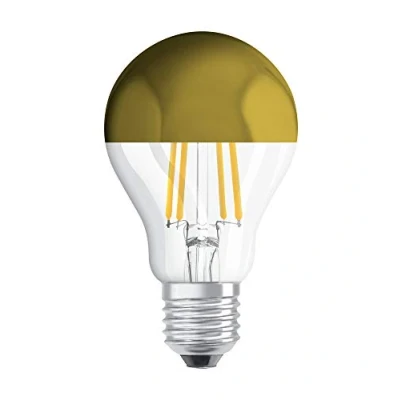 Abbildung von OSRAM Filament LED Lampe mit E27 Sockel, Warmweiss (2700K), Birnenform Gold verspiegelt, 4W, Ersatz für 37W Glühbirne, Retrofit CLASSIC A Mirror, 1 Stück (1er Pack)