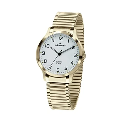 Abbildung von Atrium Damen Armbanduhr Analog Quarz Edelstahl 5 bar Leuchtzeiger Flexband Gold A13 60