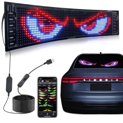 Abbildung von Rupse LED Laufschrift, Flexibler Anzeigetafel mit Bluetooth Smart App,LED Namensschild Programmierbar, Schild für Auto, LKW,Geschäft, Bar, Graffiti, Text, Animation Anzeige