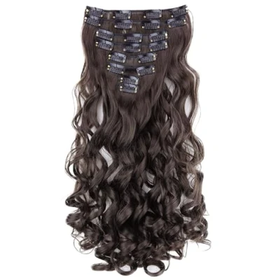 Abbildung von CAISHA XXL 35cm 8 Teile Set CLIP IN EXTENSIONS Haarverlängerung Haarteil Voluminös Gewellt Brünett CES104 1