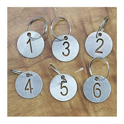 Abbildung von Sourcemall Nummerierte Anhänger mit Schlüsselring Edelstahl Kreis Tags Durchmesser 3cm (1 50)