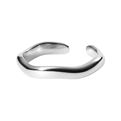 Abbildung von Purelei® Nakuna Ring (Gold,Silber,Rose) Damen Silber 18K vergoldet, Wasserfester mit geschwungenem Design, größenverstellbar, Geschenk für (S/M, Silver)