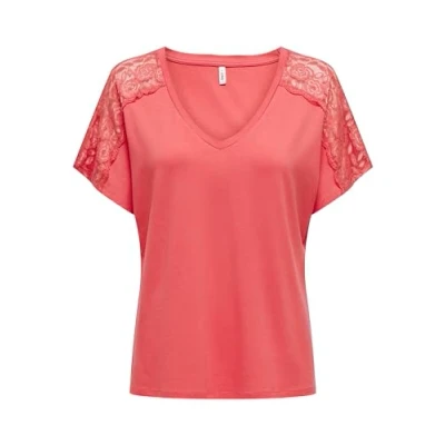Abbildung von ONLY Damen T Shirt Onlmoster S/S V Neck Lace Top JRS, Rose of Sharon, M