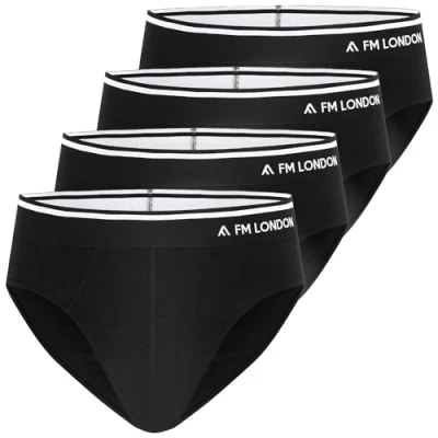 Abbildung von FM London (4er Pack) Herren Bambus Slips bequeme Unterwäsche ohne Etiketten Stretch Unterhose Öffnung vorne Multipack