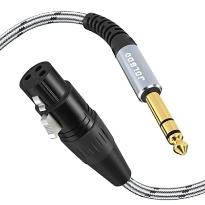 Abbildung von JOLGOO XLR Buchse auf 1/4 Zoll 6,35 mm TRS Stecker, symmetrisches Verbindungskabel, Viertelzoll Kabel, 3 Meter, für Mikrofon, Mischpult, Gitarre, Verstärker, Lautsprecher