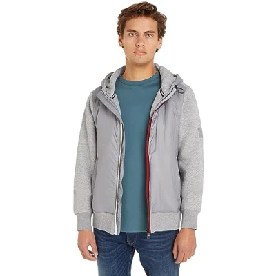 Abbildung von Tommy Hilfiger Clean MIX Media ZIP THRU Hoody Übergangsjacke, Herren, Größe: XL, Light grey heather