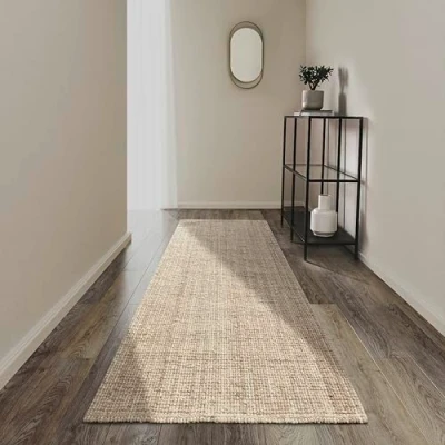 Abbildung von Villeroy &amp; Boch Jute Teppich Rosalie Natur Wohnzimmerteppich aus 100% Handgewebt Natürlich Boho für Wohnzimmer, Schlafzimmer, Esszimmer Weiß, 80x200cm