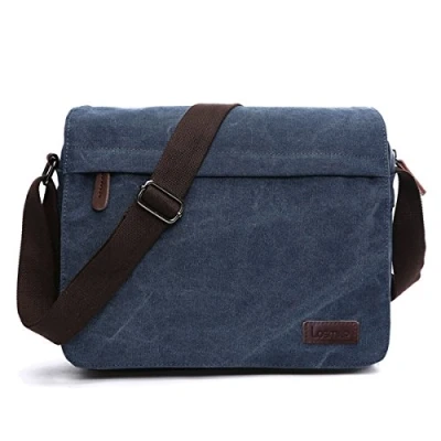 Abbildung von LOSMILE Herren Umhängetaschen, Leinwand Schultertaschen, 13.3&quot; Laptoptasche,Schulranzen, für Schule und Arbeits,für Männer Frauen. (L Blau)