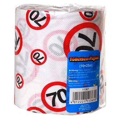 Abbildung von 1 Rolle Toilettenpapier 70 Jahre Geschenk für den Geburtstag Länge 25m Klopapier