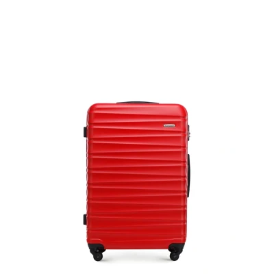Abbildung von WITTCHEN Reisekoffer Rollkoffer Trolley Großer Koffer Handgepäck Hartschale aus ABS mit 4 Spinner Rollen Zahlenschloss Teleskopgriff Groove Line Größe L Rot