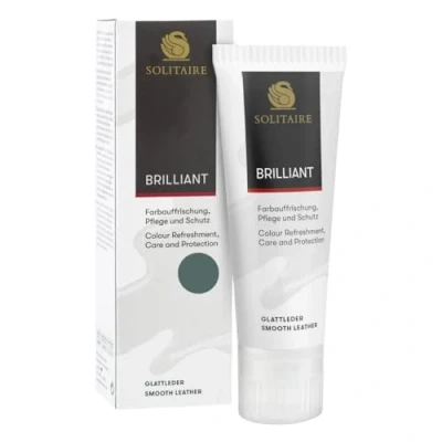 Abbildung von SOLITAIRE Brilliant Schuhcreme Farbe: Olive, mit Farbauffrischung für Glattleder und intensive Pflege leichte Imprägnierung Schuhe, Taschen, Kleidung, Schwammaufträger, 75ml