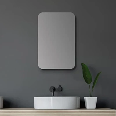 Abbildung von Talos Spiegelschrank Bad oval 40 x 60 cm Badezimmer mit hochwertigem Aluminium Korpus in matt schwarz Zwei Glaseinlegeböden