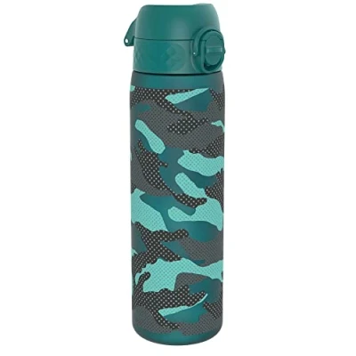 Abbildung von Ion8 Trinkflasche, 500 ml, Auslaufsicher, Einhandöffnung, Sichere Verriegelung, Spülmaschinenfest, BPA frei, Tragegriff, Klappdeckel, Leicht zu Reinigen, Klimaneutral, Camou Design