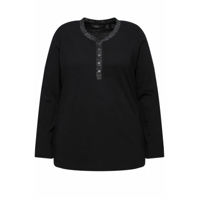 Abbildung von Ulla Popken TEE Langarmshirt, Damen, Größe: 58/60, Black