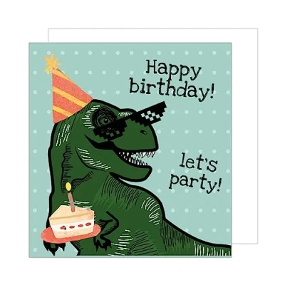 Abbildung von Edition Seidel Premium quadratische Geburtstagskarte mit Umschlag. Glückwunschkarte Happy Birthday Humor Karte Geburtstag Lustig Mann Junge Teenager Kids Dino Party (GQ105)
