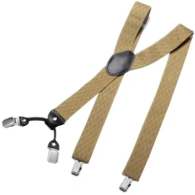 Abbildung von DonDon Hosenträger Herren breit 3,5 cm mit 4 Clips extra stark in Y Form elastisch und längenverstellbar, Raute Beige