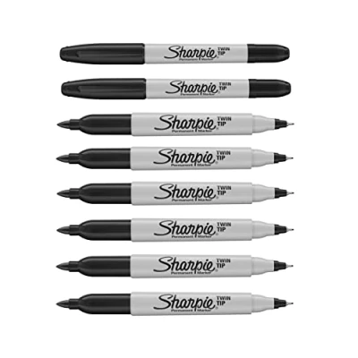 Abbildung von SHARPIE Doppelspitze Permanentmarker, 8 Stück, feine und ultrafeine Spitzen (schwarz)