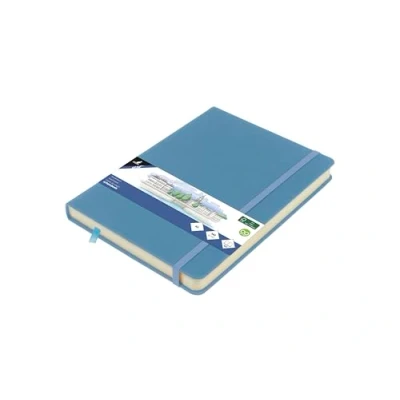 Abbildung von Skizzenbuch Kangaro A5 Sky Blue PU Hardcover 80 Blatt 140 Gramm cremefarbenes Papier mit Gummiband und Band