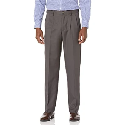 Abbildung von Amazon Essentials Herren Anzughose mit Falte und Erweiterbarem Bund, Klassisch Geschnitten, Kohlegrau, 30W / 32L
