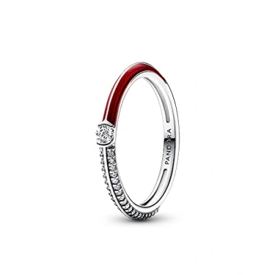 Abbildung von PANDORA ME Pavé &amp; Rot Doppelring aus Sterlingsilber mit Zirkonia in der Farbe Silber Rot, Collection, Gr.52, 192528C01 52