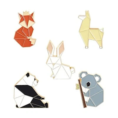Abbildung von Origami Brosche aus Emaille, Tier Fuchs, personalisierbar, Panda, Koala, Alpaka, Kaninchen, Tasche, Kleidung, Brosche, Abzeichen, Cartoon Schmuck, Kinderfreund, Legierter Stahl