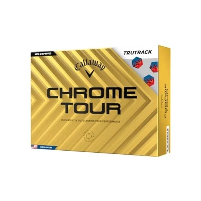 Abbildung von Callaway Golf Chrome Tour Premium Golfball 2024, Blau/Rot