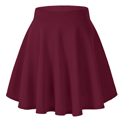 Abbildung von Urbancoco Damen Basic Solid vielseitige dehnbaren informell Mini Skater Rock (S, weinrot)