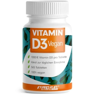 Abbildung von Vitamin D3 vegan 1000 IE 365 Tabletten Jahresvorrat optimal hochdosiert für Immunsystem und Knochen ohne unerwünschte Zusatzstoffe laborgeprüft mit Zertifikat 100%