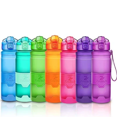 Abbildung von ZOUNICH Trinkflasche Sport BPA frei Kunststoff Sporttrinkflaschen für Kinder Schule, Joggen, Fahrrad, öffnen mit Einer Hand Trinkflaschen Filter, Lila, 32oz/1000ml