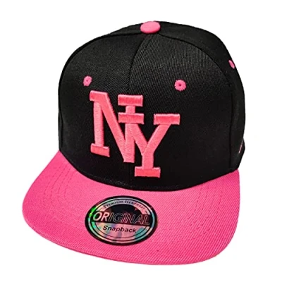 Abbildung von J26 Kids Kinder Snapback USA Cap Teenie Kappe Basecap Mütze Trucker Cappy Sport NY (Schwarz Pink)