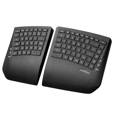 Abbildung von Perixx PERIBOARD 624B Kabellose ergonomische Split Tastatur Flachen Tasten Neigungswinkel einstellbar US englisches Layout