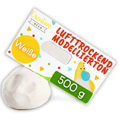 Abbildung von Creative Deco 500g Weiß Modelliermasse Lufttrocknend Lufttrocknender Ton Knete Selbsttrocknend Clay für Kinder und Erwachsene Modellierton Perfekt Bastelarbeiten Nicht Klebender