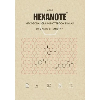 Abbildung von HEXANOTE hexagonal graph notebook DIN A5 organic Chemistry: 110 pages paper for drawing chemistry structures