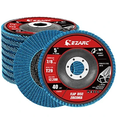 Abbildung von EZARC Fächerscheiben Ø 125 mm x 22,2 10 Stück Blau Fächerschleifscheibe Körnung 40 für Edelstahl, Metall und Holz