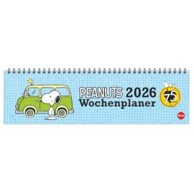 Abbildung von Peanuts Wochenquerplaner 2026: Kultiger Tischkalender für den Arbeitsplatz. Spiral Kalender mit Snoopy, Charlie Brown und Co. Wochenplaner 2026 quer. (Peanuts Heye)